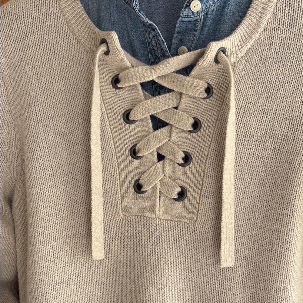 Madewell Cream Crew Neck Long Sleeve Sweater Dress - Picture 3 of 9